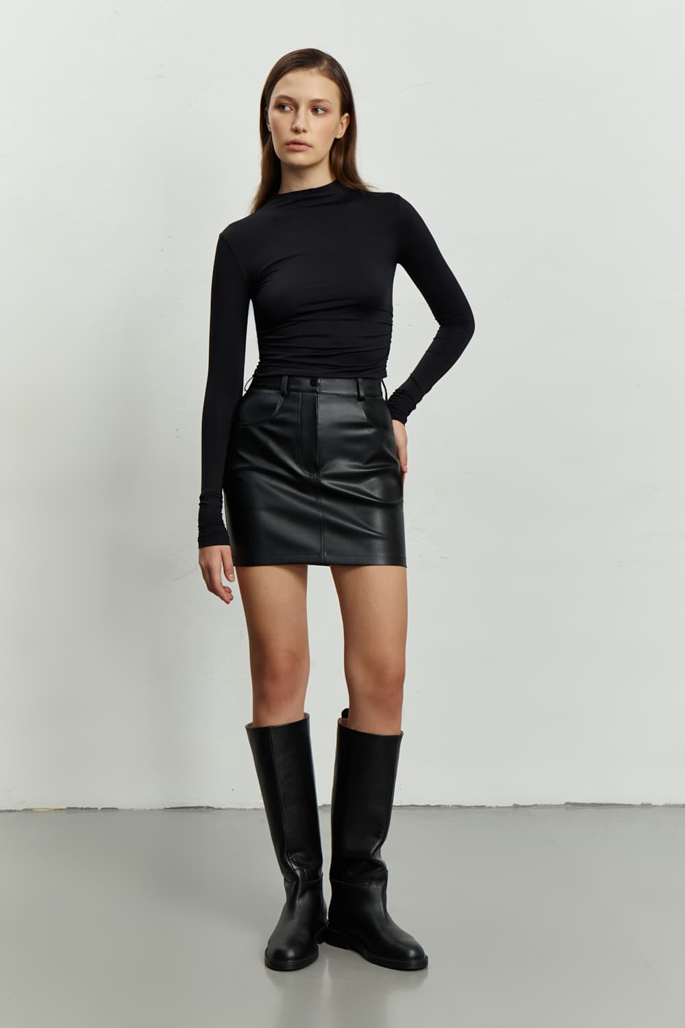 Faux leather mini skirt best sale